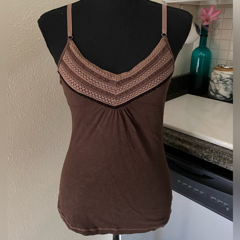 Y2k Abercrombie brown embroidered tank top